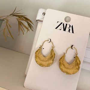 Zara Crescent Textured Hoop Earrings